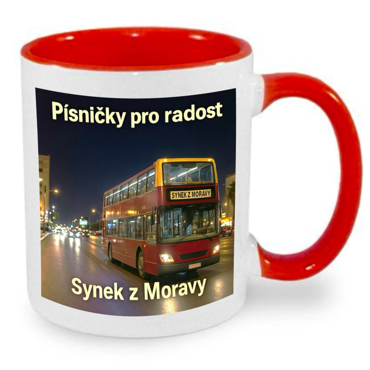 Keramický hrnek s vlastním potiskem 330ml s barevným vnitřkem a ouškem - HRRRnek.cz