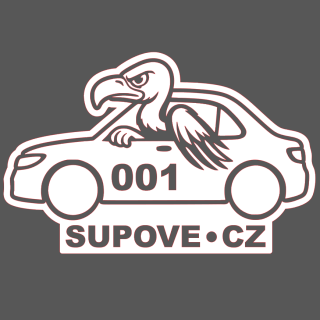 Samolepka SUPOVE.cz - SUP v autě (bílá)