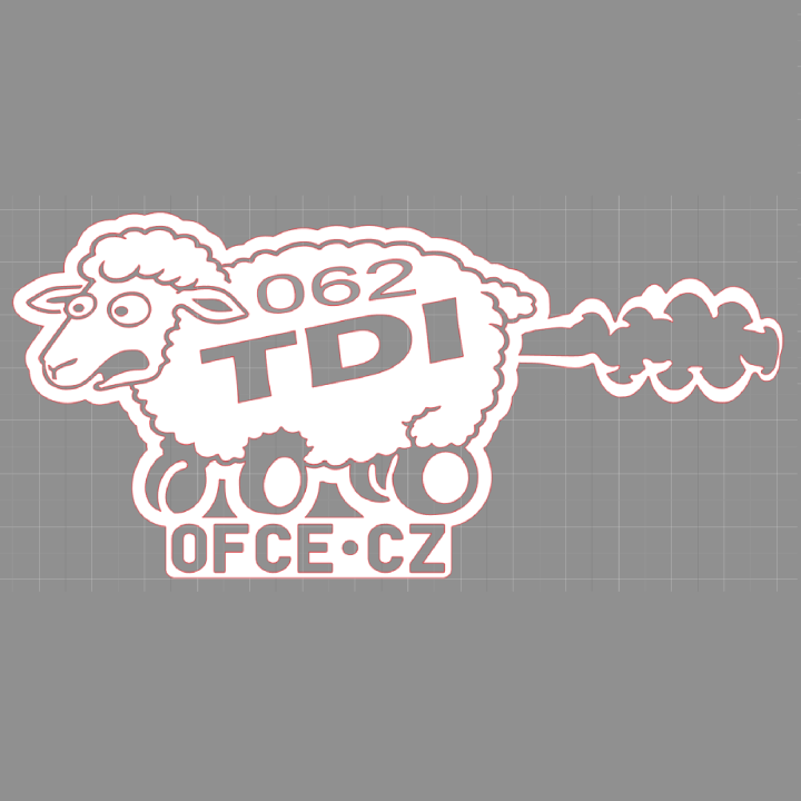 OFCE.cz - Ovečka TDI (černá)- Samolepka TDI ovečky s kolečky
