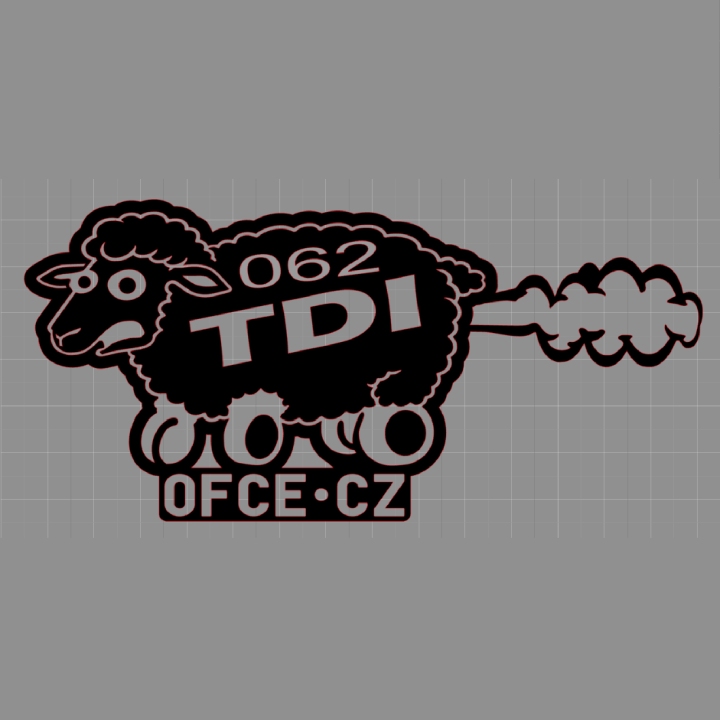 OFCE.cz - Ovečka TDI (bila)- Samolepka TDI ovečky s kolečky