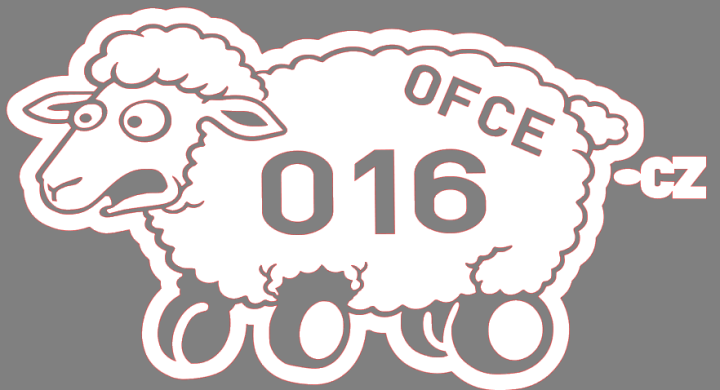 OFCE.cz - Ovečka (bílá) v2a - Samolepka ovečky s kolečky