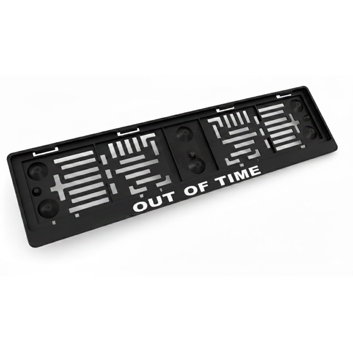 Podložka pod SPZ / registrační značku s textem OUT OF TIME