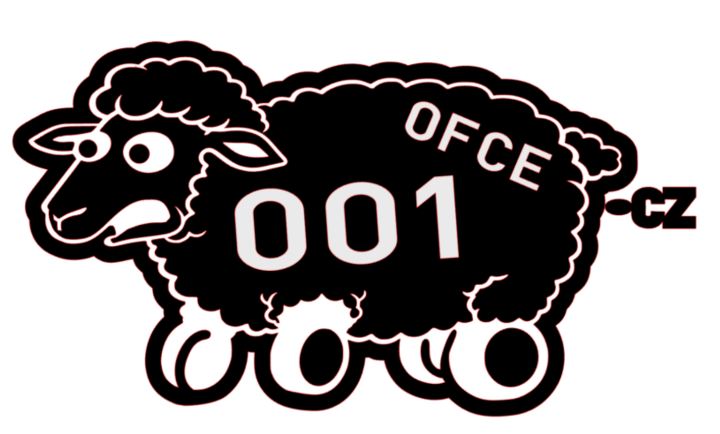 OFCE.cz - Ovečka (černá) v2a - Samolepka ovečky s kolečky