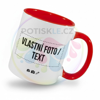 Keramický hrnek s vlastním potiskem 330ml s barevným vnitřkem a ouškem - HRRRnek.cz