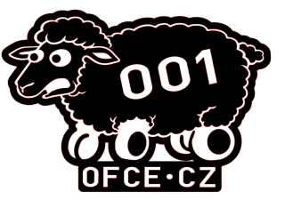 OFCE.cz - Ovečka (černá) v2b - Samolepka ovečky s kolečky