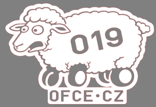 OFCE.cz - Ovečka (bílá) v2b - Samolepka ovečky s kolečky