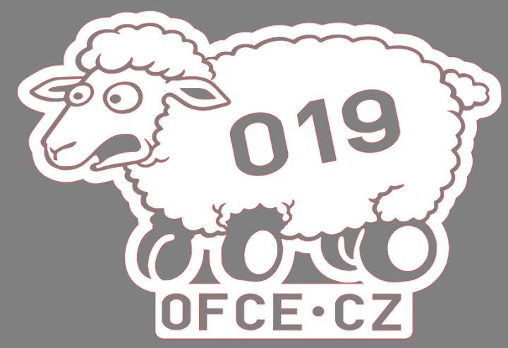 OFCE.cz - Ovečka (bílá) v2b - Samolepka ovečky s kolečky