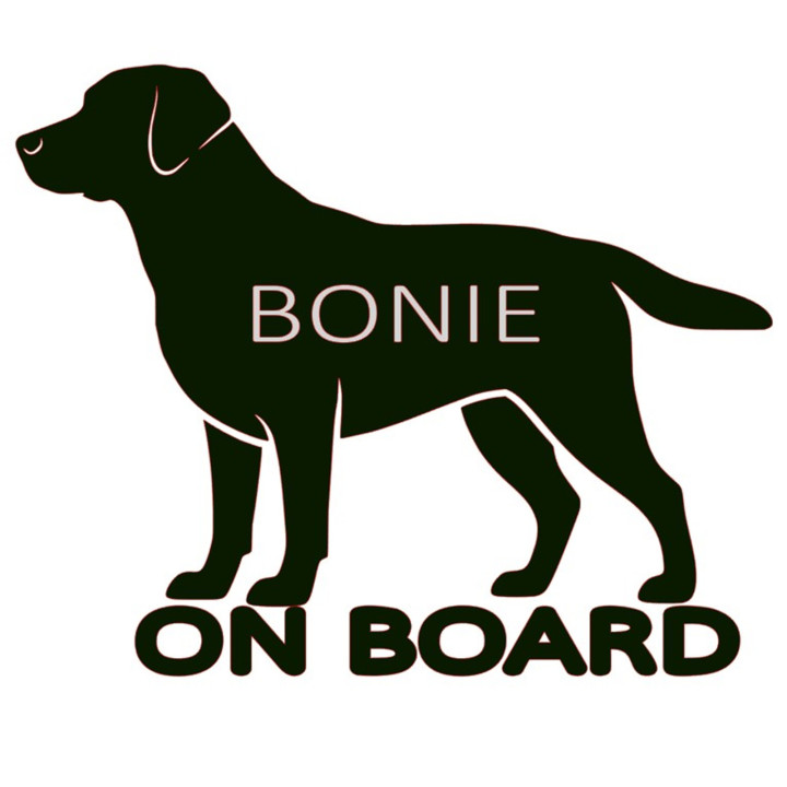 Samolepka Labrador se jménem na přání – Samolepky na auto | potiskle.cz