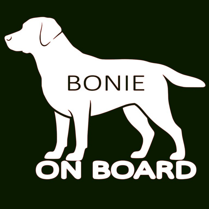 Samolepka Labrador se jménem na přání – Samolepky na auto | potiskle.cz