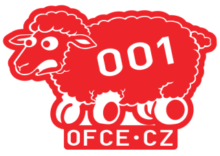 OFCE.cz - Ovečka (červená) v2b - Samolepka ovečky s kolečky