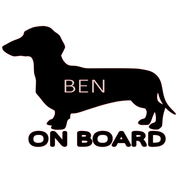 Samolepka JEZEVČÍK se jménem na přání – Pes na auto | potiskle.cz