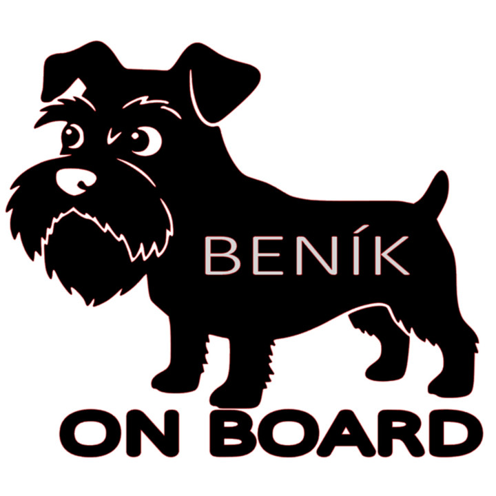 Samolepka KNÍRAČ se jménem na přání – Pes na auto | potiskle.cz