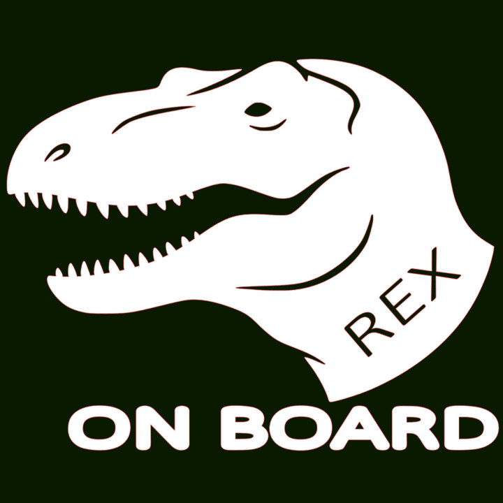 Samolepka REX ON BOARD – Dinosaurus na auto | potiskle.cz