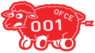 OFCE.cz - Ovečka (červená) v2a - Samolepka ovečky s kolečky