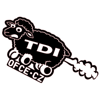 OFCE.cz - Ovečka TDI (černá)- Samolepka TDI ovečky s kolečky bez čísla