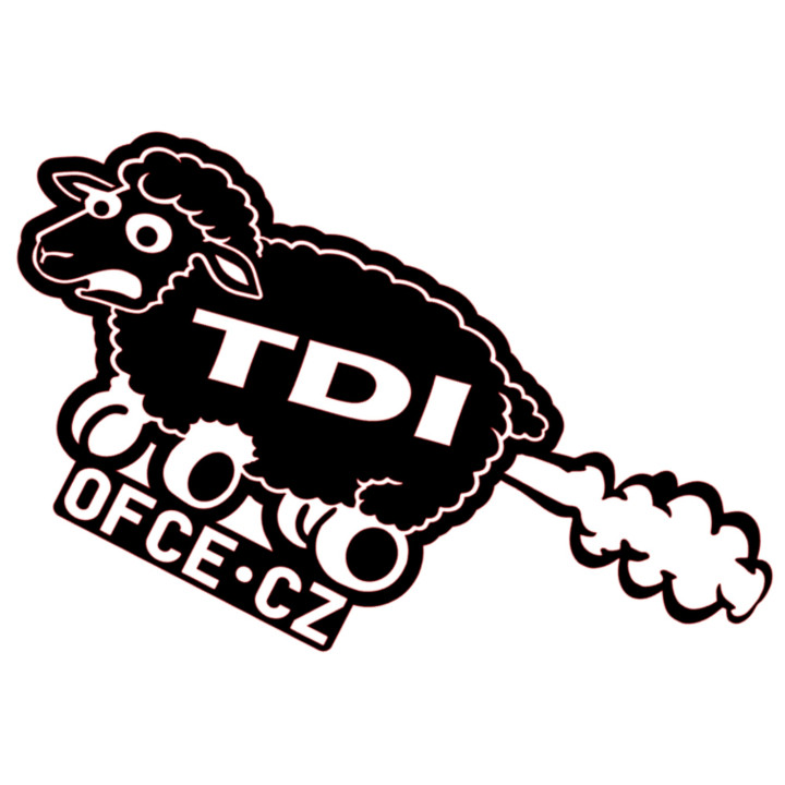 OFCE.cz - Ovečka TDI (černá)- Samolepka TDI ovečky s kolečky bez čísla